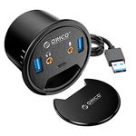 ORICO USB Table Hub 3.0 5-in-1 USB Hub Table Cable Guide with 2 USB A 3.0 Connections, Headset Adapter 3.5 mm, 1 USB-C Port, 4.9 Foot Extension Cable for Diameter 60 mm Hole