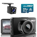 Dash Cam Front and Rear Camera FHD 1080P with Night Vision SD Card Included, 3 Inch IPS Screen Dash Cam for Car, 170° Wide Angle Dashboard Camera Motion Detection Parking Monitor G-Sensor