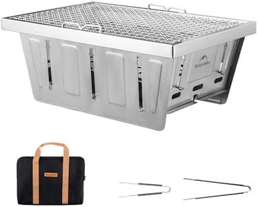 Naturehike Camping Charcoal Grill for IGT Table, Folding Barbecue Grill with Tongs & Carry Bag, Portable BBQ Grill for Outdoor Car Camping Cooking Tailgating (Silver)