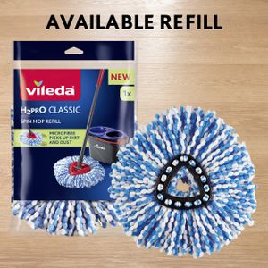Vileda H2PrO Spin Mop System – Dual Tank, Microfibre, Easy Wringing