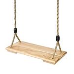 Pellor Wooden Swing Seat Hanging Wood Tree Swing Seat with Adjustable Rope Garden Swing Chair for Adults Kids Children Indoor and Outdoor Max Load 100KG (Rope Max: 210cm, burlywood)