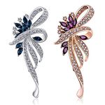 2PCS Wedding Bridal Crystal Corsage Brooch Pin for Women Classy Bouquet Bridal Brooch Pin (D)