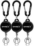 SAMSFX Fly Fishing Zinger Retractor for Anglers Vest Pack Tool Gear Assortment Combo 3pcs in Pack (Carabiner and Retractors, 24" Nylon Cord)