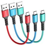 HOTNOW Micro USB Cable 0.3m 3Pack, 30cm Short Android Charger Cable Nylon Braided Fast Charging Cord for Samsung Galaxy S7 S6 S7 Edge S5,Power Bank
