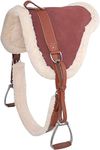 Equitack Western Horse Leather Bareback PAD with Stirrups TREELESS Saddle Girth Cinch Included TACK Fleece Non Slip Contoured (Suede, Pony)