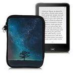 kwmobile Neoprene e-Reader Pouch Size 6" eReader - Universal eBook Sleeve Case with Zipper, Wrist Strap - Blue/Grey/Black