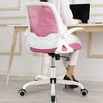 Office Chair, KERDOM Ergonomic Desk Chair, Breathable Mesh Computer Chair, Comfy Swivel Task Chair with Flip-up Armrests and Adjustable Height(Pink)