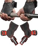 EZ Gripz PRO V2 for Weightlifting: Weight Lifting Straps with Adjustable Neoprene Padding Gripps - Power Lifting Hooks & Gloves Alternative for Deadlifts & Rows (Medium, Black/Red)