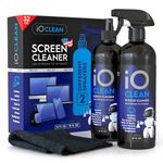 Screen Cleaner Spray (16oz+16oz) – Best Large Cleaning Kit for LCD LED OLED TV, Smartphone, iPad, Laptop, Touchscreen, Computer Monitor, Other Electronic Devices – 2 Microfiber Cloths and 4 Nozzles