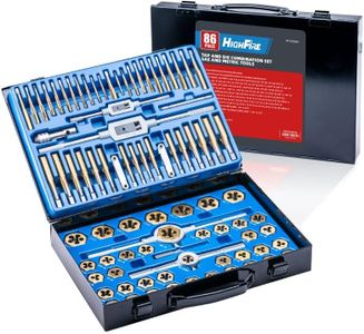 HIGHFIRE 86 PCS Tap and Die Set, SAE and Metric Standard, Large Tap and Die Set with Hex Shape, Titanium Coated Tap and Die Set with Storage Case, ALL-IN-ONE Tap and Die Set