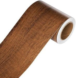 YENHOME Wood Wallpaper Border Peel and Stick Mirror Frame Border Brown Wood Wallpaper Border for Bathroom Mirror Border Peel and Stick 3" X236" Wood Grain Tape for Furniture Bulletin Board Border