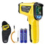 Infrared Thermometer Temperature Gun with K Probe MESTEK Laser Digital IR Thermometer Non-Contact Color LCD Screen -50℃~800℃ High/Low Alarm Adjustable Emissivity Cooking Oven Pizza Industry