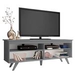 Madesa TV Stand Entertainment Center with 4 Shelves and Cable Management for 55, 65 Inch TV Media Storage Gaming Media Console Living Room and Bedroom Modern Wooden Television - Grey