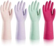 ThxToms 4 Pairs Kitchen Dishwashing Nitrile Gloves, Reusable Latex Rubber Free Household Cleaning Gloves, Kitchen and Bathroom Cleaning, Non-Slip, Flexible &Waterproof, 10 Mil, Colorful, Large