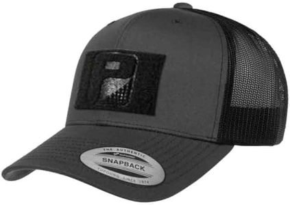 Pull Patch Tactical Hat | Authentic Snapback 2-Tone Curved Bill Trucker Cap | 2x3 in Hook and Loop Surface to Attach Morale Patches | 6 Panel | Charcoal Grey and Black | Free US Flag Patch Included