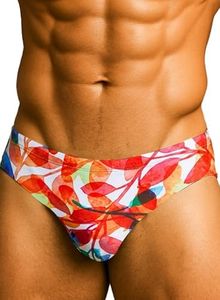 PAOBUYI Mens Graphic Beach Swim Briefs Gay Low Rise Bikini Swimwear Swimsuit Sexy Funny Bikini Orange S