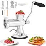 Dyna-Living Manual Meat Grinder Stainless Steel Hand Crank Meat Grinder Sausage Stuffer Filler Beef Grinder Hand Meat Processor Grinding Machine for Home Use Kitchen