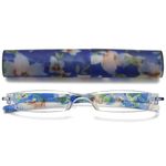 VEVESMUNDO Rimless Reading Glasses Women Retro Designer Readers with Floral Case (1 pcs Matt Orchid, +4.0)