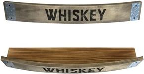 Aged & Charred Whiskey Barrel Shelf - Wall Mounted Whiskey Wooden Display Rack, Oak Barrel Shelves