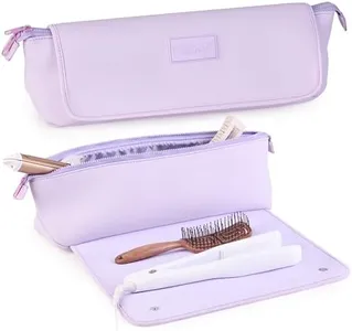 BAREFOOT CARIBOU Hair Tools Travel Bag and Heat Resistant Mat for Flat Irons, Straighteners, Curling Iron, and Haircare Accessories, 2-in-1 design, with Interior Pockets, Portable Organizer (Lilac)