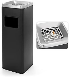 BEAMNOVA Outdoor Trash Can Black Indoor Stainless Steel Commercial Garbage Can Industrial Garbage Enclosure Inside Cabinet with Lid Waste Container, Black, 25 * 25 * 68 cm / 9.8 * 9.8 * 26.8 in
