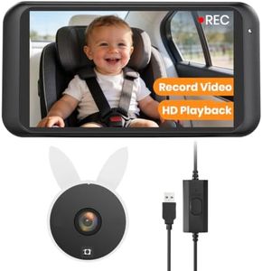 Babyvue BV2MAX Baby Car Camera with Video Recording & Playback, 4.5" 1080P HD Baby Car Monitor with Automatic IR Night Vision, USB Plug & Play, Rear-Facing Camera for Infant Car Seat