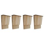 vidaXL 4-Pack Wooden Bat Houses - Outdoor Garden Habitat Stations, Wall-Mounted 22x12x34cm, Natural Wood, Easy Install