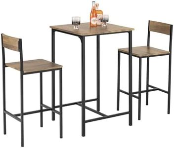 SoBuy OGT27-N Ensemble Table de Bar + 2 Chaises de Bar Table Mange-Debout Table Haute Cuisine Set de Table + 2 Tabourets de Bar avec Repose-Pieds