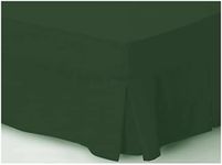 Hendem 180 THREAD Percale 25cm Deep Box PLEATED Fitted Valance Sheets Polycotton Bed Linen 40cm Long Frill (Double, Dark Green)