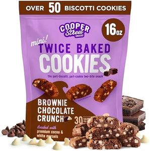 Cooper Street Twice-Baked Brownie Chocolate Biscotti Cookies (16 oz) - Over 50 Two-Bite Mini Italian Style Biscotti Snacks - Dairy-Free, Peanut Free, Kosher, Low-Calorie, Perfect with Coffee or Tea