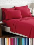 Full Sheet Set - 6 Piece Set - Hotel Luxury Bed Sheets - Ultra Soft - Deep Pockets - Easy Fit - Cooling & Breathable Sheets - No Wrinkles - Cozy - Red - Full Sheets - 6 PC