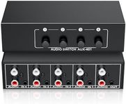 RCA AUX Audio Switcher 4 in 1 Out, BolAAzuL Stereo Audio Selector 4X1 Passive 3.5mm Aux L/R RCA Audio Switch Box Analog Audio Selector