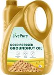 Livepure Unrefined Cold Pressed Groundnut (Peanut) Oil - 5 Litre I Kolhu I Kacchi Ghani I Mara Chekku I Ganuga, Naturally Cholesterol Free, With Rich Aroma & Flavour of Real A1 Grade Groundnuts