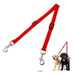 Adjustable Double Pet Trainer Lead, No Tangle Double Dog Distributor Lead, Perfect Leads for Walking 2 Dogs on One Lead (Red)