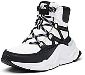 SOREL Women's Kinetic RNEGD Storm Boot — White, Black — Waterproof Textile & PU Leather Winter Boots — Size 7.5