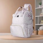 LuvLap Multifunctional Waterproof Diaper Bag for Mothers for Travel, Mother Travel Bag, Premium Oxford Waterproof Material, 24L Large storage capacity with 15 pockets, Off White Stars(all over print)