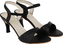 Shoetopia Womens/Girls Black Party Slim Heeled Sandals-EU36