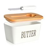 Butter Dish with Lid for Canadian 1 LB of Butter,Airtight Porcelain Butter Container,Large Capacity Butter Keeper Hold a Whole Pound Block of Butter, Butter Holder Storage for Countertop or Fridge