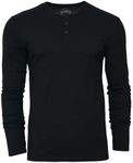 True Classic Long Sleeve Henley Shirt for Men. Premium Fitted Mens Henley Shirt. Gifts for Men. Black