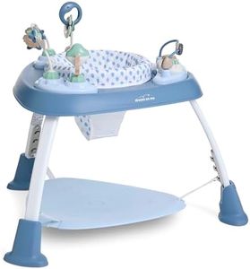 Dream On Me Pogo 3-in-1 Baby Activity Center for 4–12 Months, 360° Rotating Seat, Adjustable Height, Interactive Toys with Music, Converts to Toddler Play Table & Standing Station, Moonmist Blue