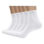 Bamboo Men sock Breathable Sock Low Quarter Thin Ankle Sock Comfort Cool soft Sock 5 Pairs (Large, White)