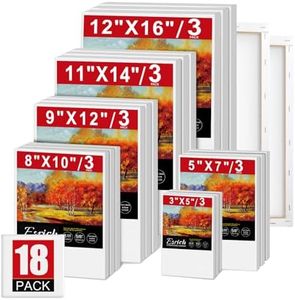 ESRICH Stretched Canvas for Painting, 18 Multi Pack 12x16, 11x14, 9x12, 8x10, 5x7, 3x5 Blank Canvases for Painting, Cotton Primed Paint Canvas for Oil Paint, Acrylic Paint, for Beginners, Artists.