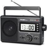 PRUNUS J09 Digital AM FM Portable Radio Shortwave, Bigger Screen for Elderly, AC/ 4 D Cell Batteries Powered,TF Card/USB Player, Time Setting, Earphone Jack, Auto Station Preset for Seniors/Gift