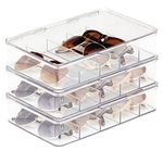 mDesign Glasses Storage Tray – Sunglasses Storage Box with Hinged Lid – Stackable Bedroom Organiser – Set of 3 – Clear