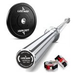 Leeway Olympic Barbell with Bumper Weight Plates | 20 Kg Rubber Weight Plate Set (10 Kg x 2) and 7.2 Ft Chrome Buddy Bar | Olympic Weightlifting Gym Plates for Home and Commercial Gym (20kg Set (10X2))