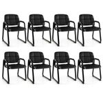 Giantex Waiting Room Chairs Set - Reception Chair with Padded Seat, Metal Frame, Lobby Chairs for Conference Room, Meeting Room, Office Chair No Wheels, Office Guest Chairs Set of 8, Arm Chair, Black