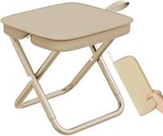 Panchhi Store Foldable Stool for Travel with Carry Bag Portable Camping Chair Heavy Duty Metal Frame Lightweight Folding Chair for Picnic Fishing Trekking Beach Outdoor Garden Seating (Beige)