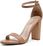 DREAM PAIRS Womens Hi-Chunk High Heel Pump Sandal Nude Pu - 11