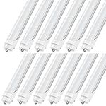 CNSUNWAY LIGHTING 8FT LED Bulbs, 45W 5400LM Super Bright, 6000K Cool White, FA8 Single Pin LED Tube Light, Frosted Cover, Ballast Bypass, F96T12 Fluorescent Light Bulbs Replacement (12-Pack)