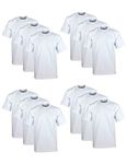 Pro Club Men's 12-Pack Heavyweight Cotton Short Sleeve Crew Neck T-Shirt, White, Large